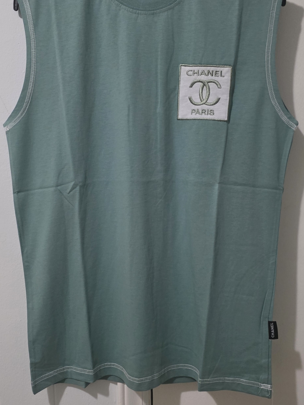 Chanel Mint Green Logo Tank Top